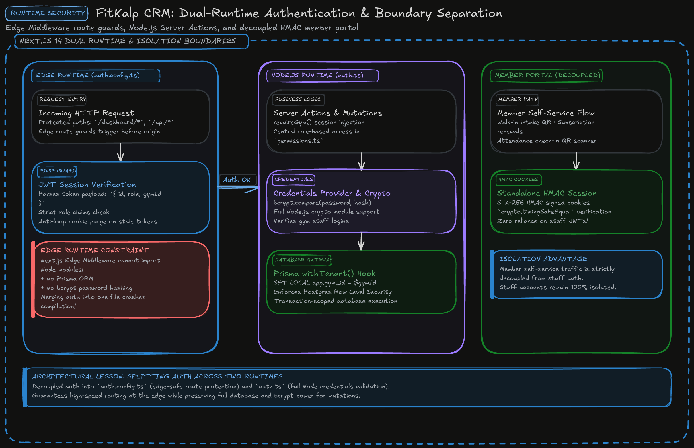 Dual-Runtime Authentication & System Architecture Diagram
