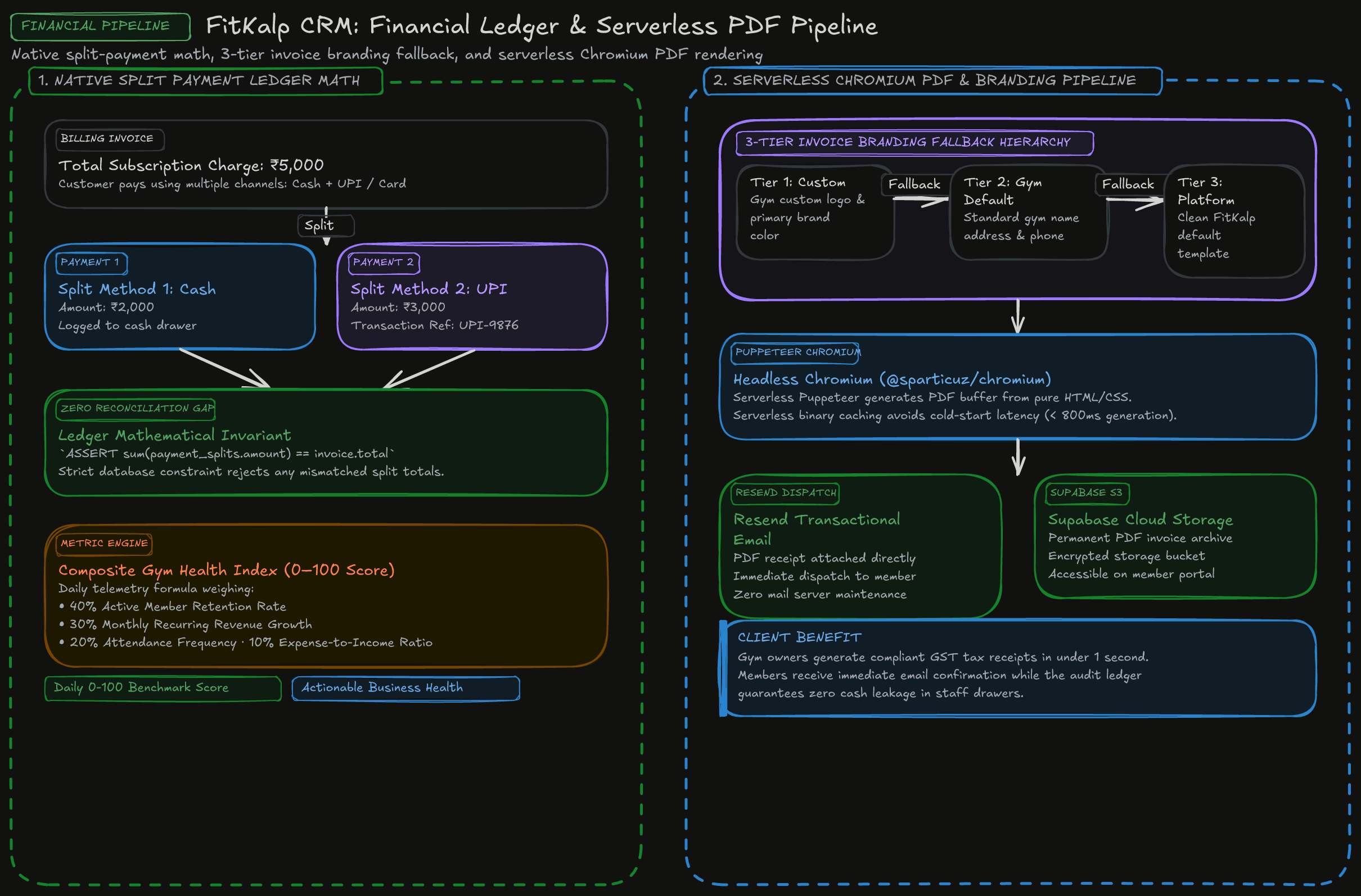 Financial Ledger & Serverless PDF Pipeline Diagram