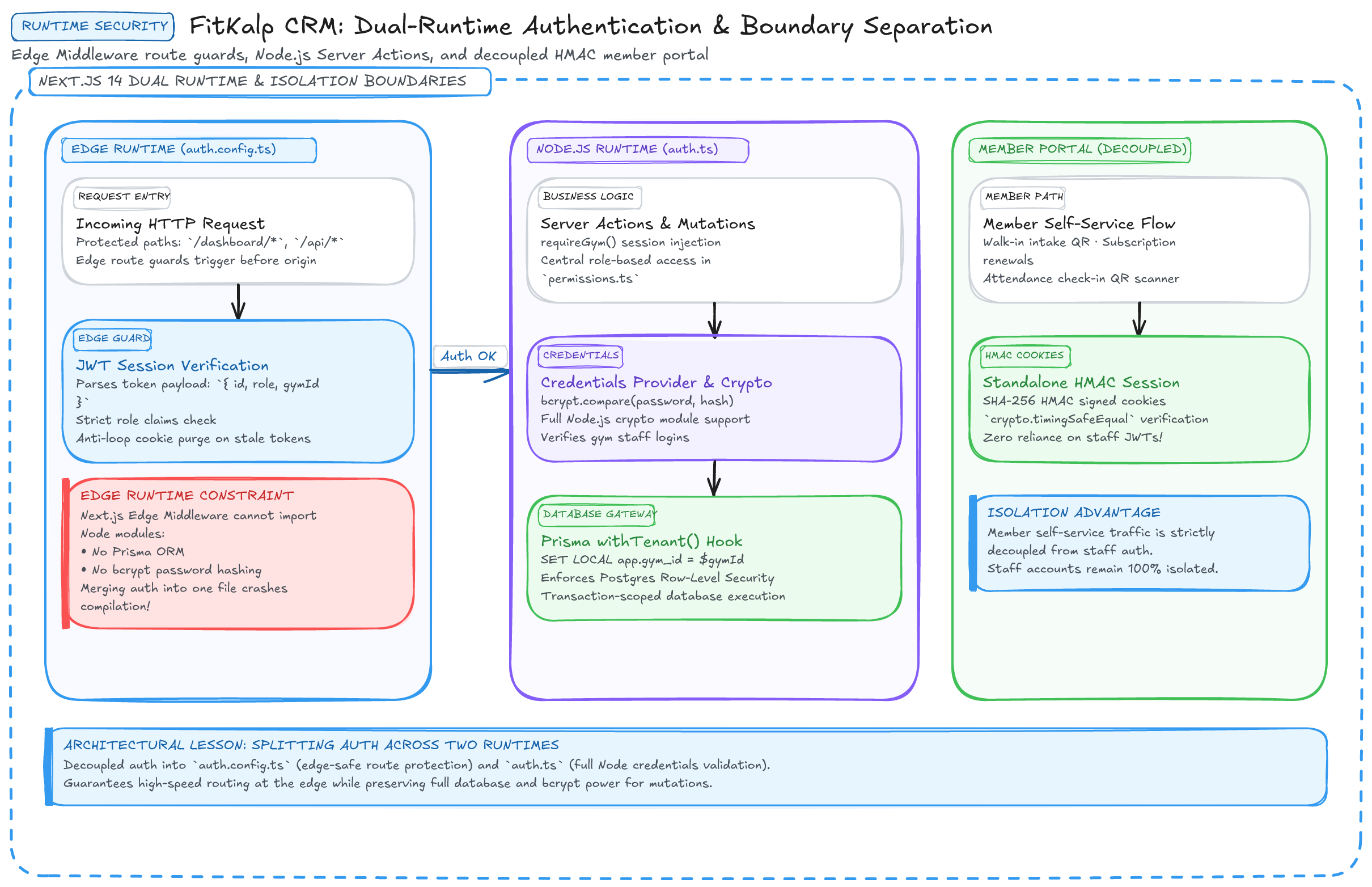 Dual-Runtime Authentication & System Architecture Diagram