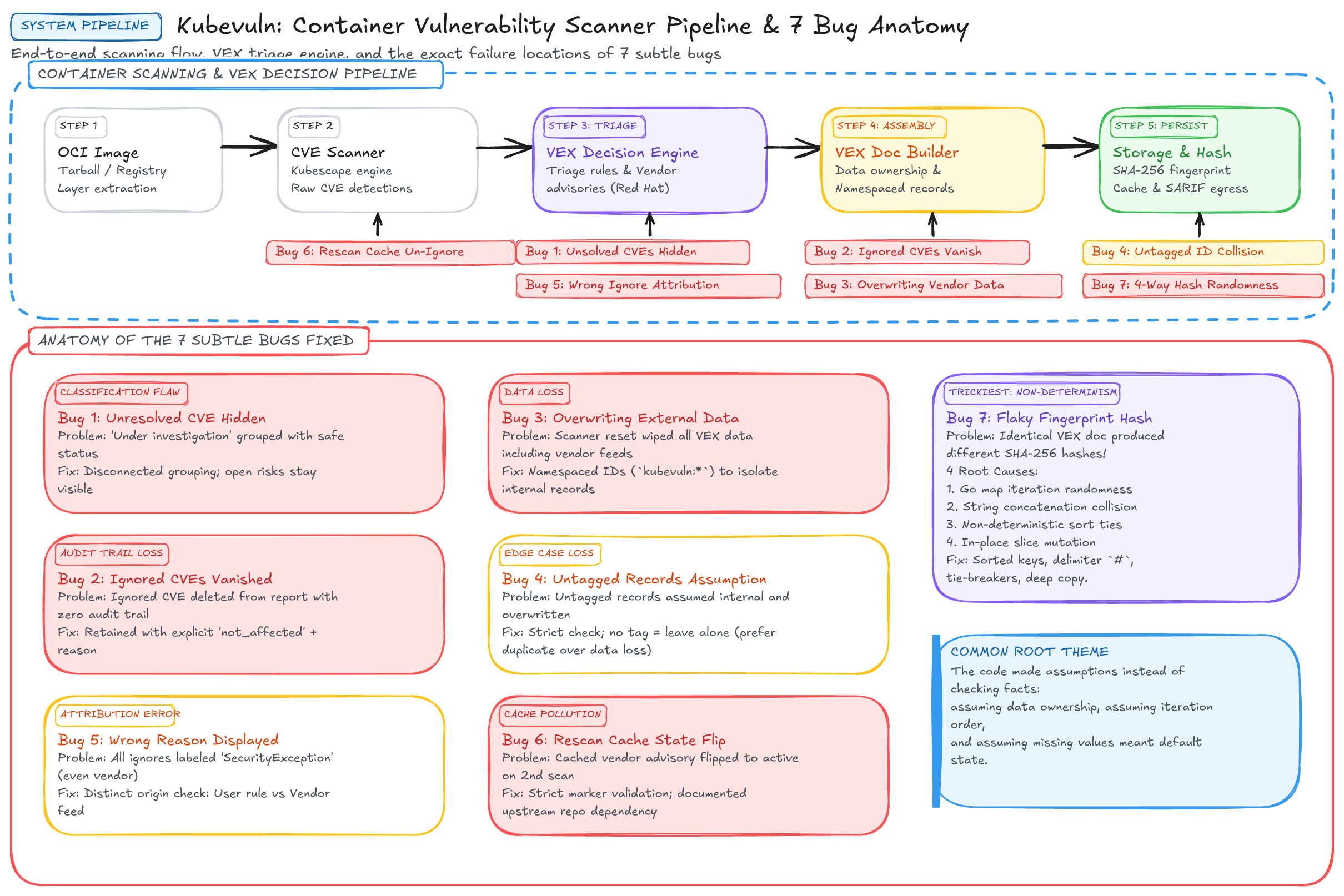 Kubevuln Architecture & 7 Bugs Overview Diagram